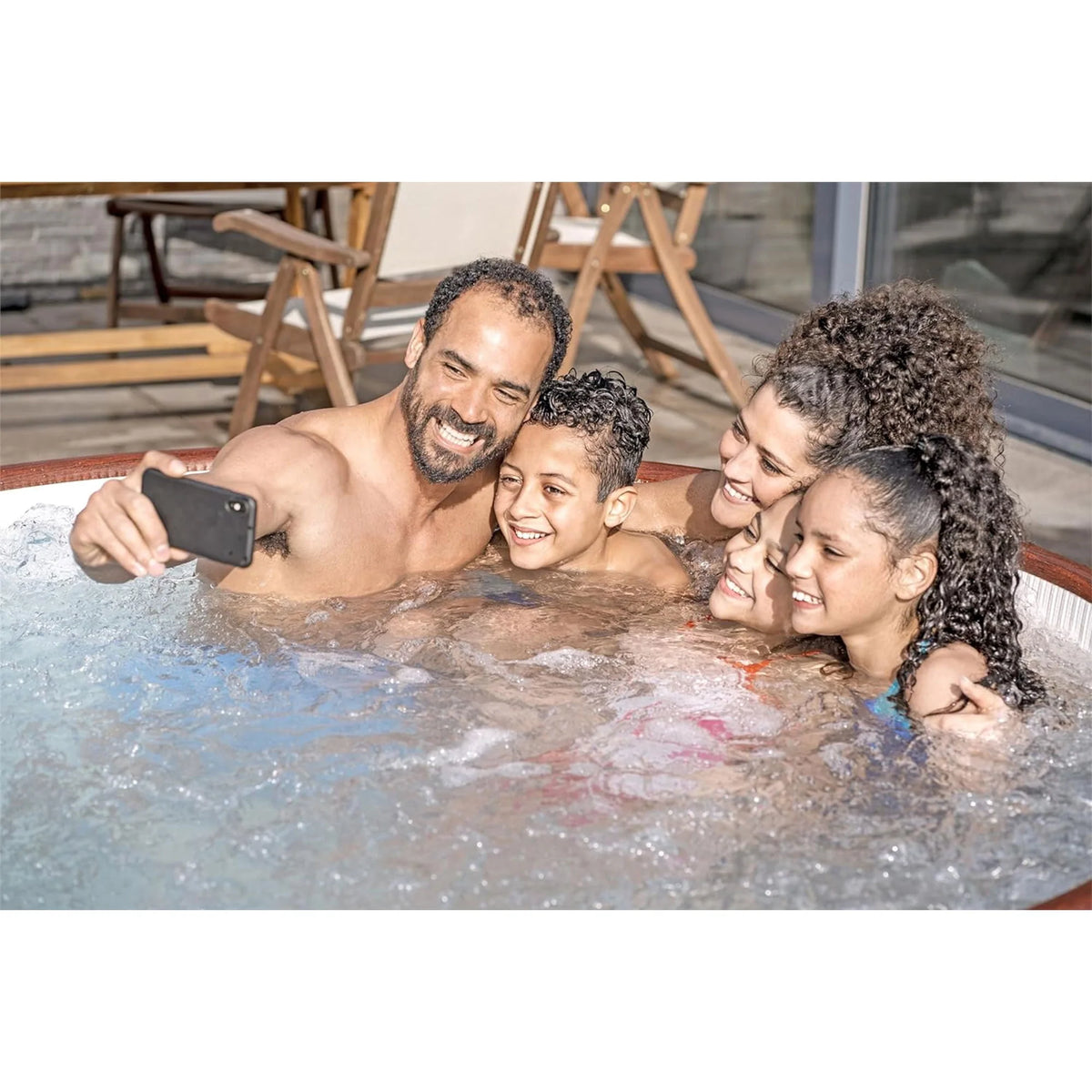 7 Person Inflatable Hot Tub with 180 AirJets, Brown J8658