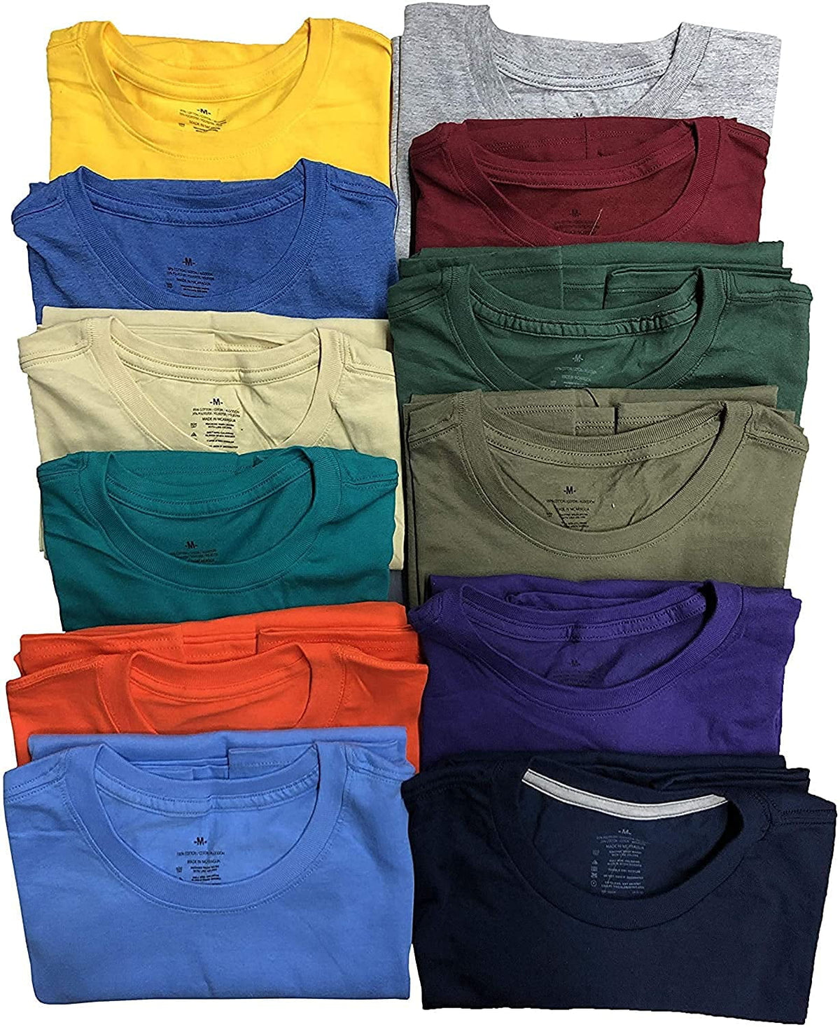 12 Packs Mens Cotton Crew Neck Short Sleeve T-Shirts J81987