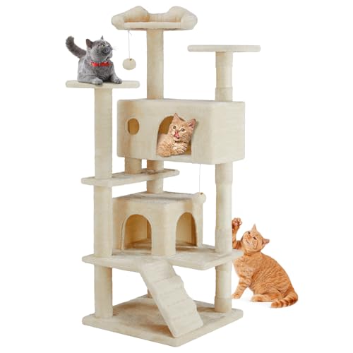 54-Inch Multi-Level Cat Tree Tower with Sisal Scratching Post M15600