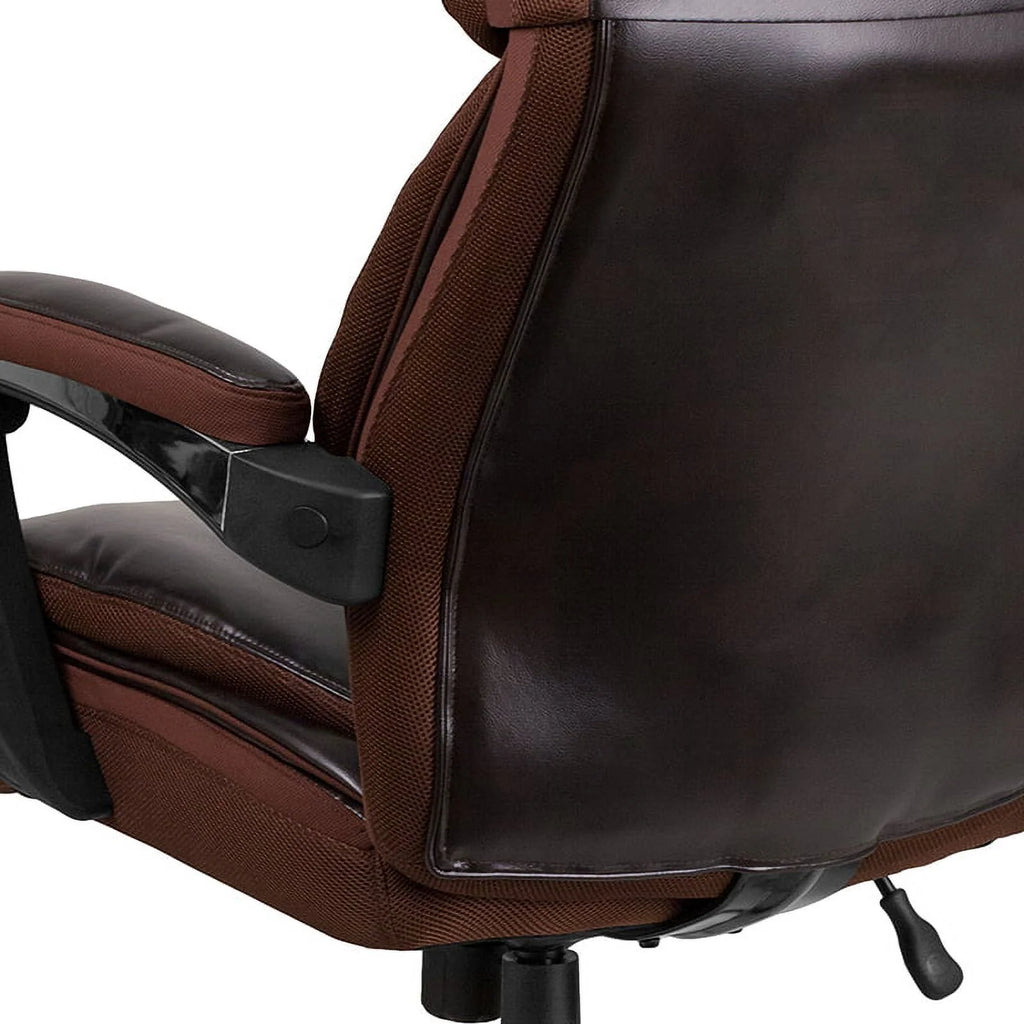 Brown LeatherSoft Ergonomic Office Chair with Headrest A672