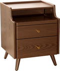 Walnut Solid Wood Nightstand with Drawers K241