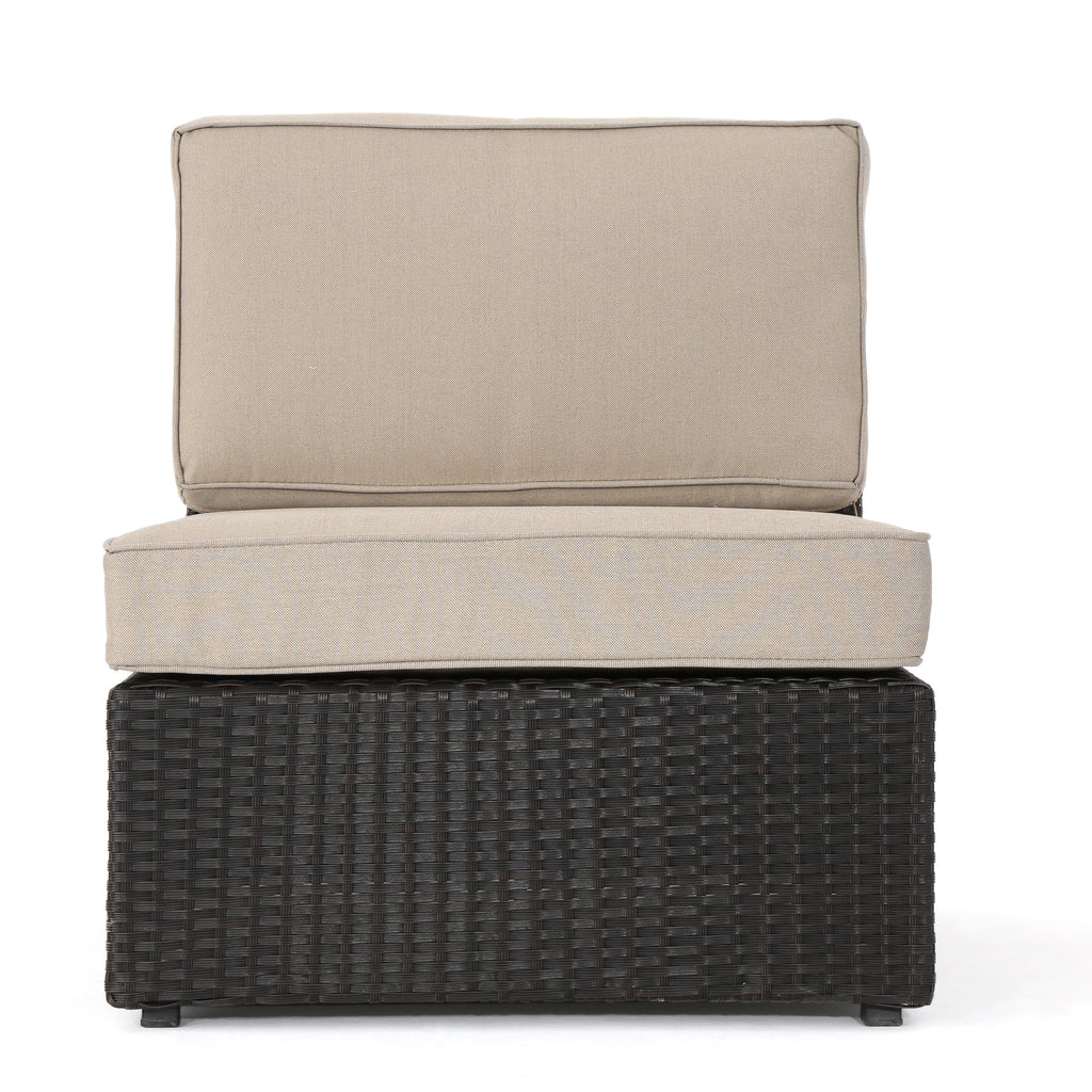 10 Piece Wicker Sofa Set with Cushions, Dark Brown, Beige O81206
