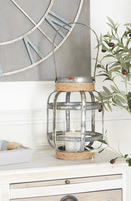 Metal Glass Rope Candle Lantern S57669