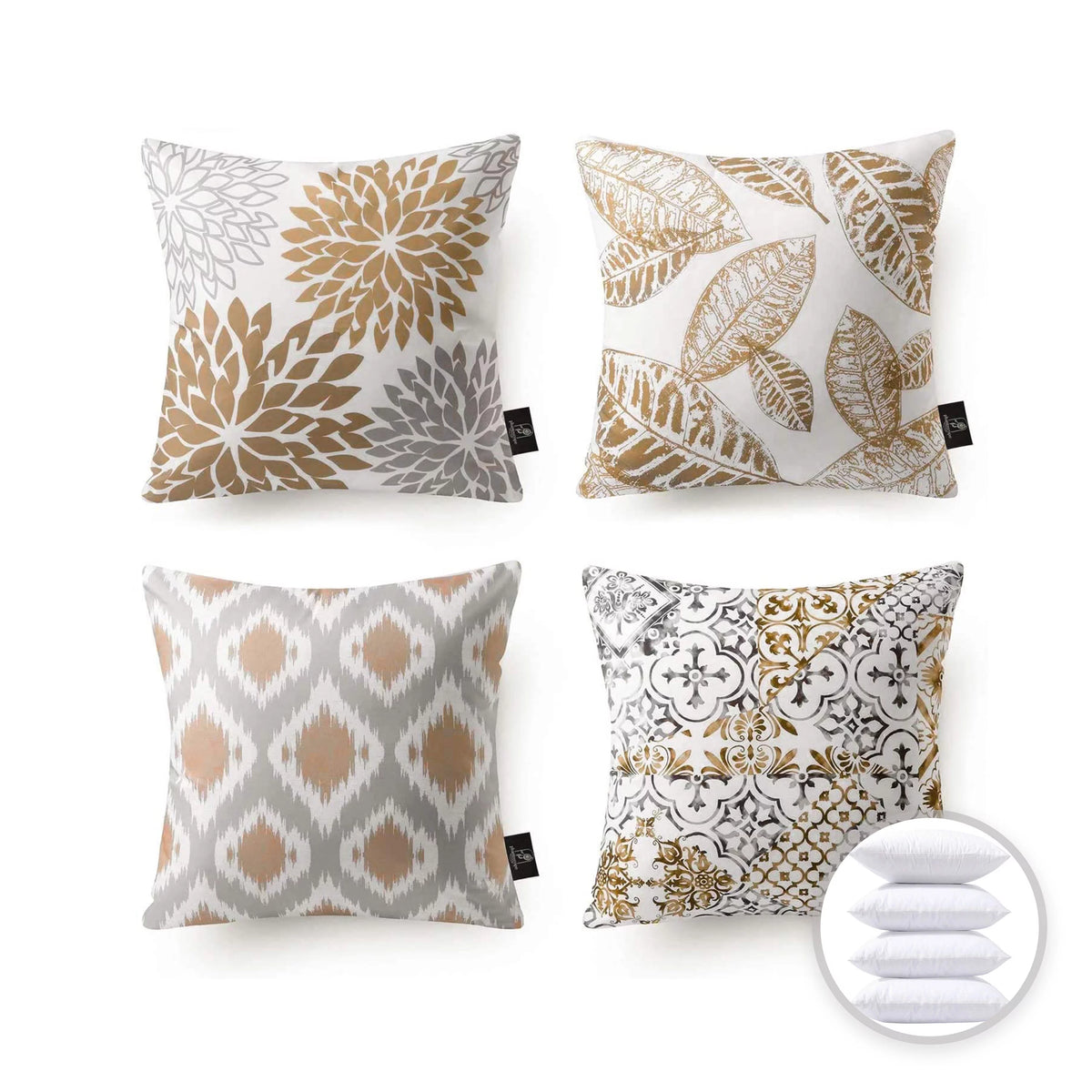 Brown 18" x 18" 4 Pack Decorative Throw Pillow C25897