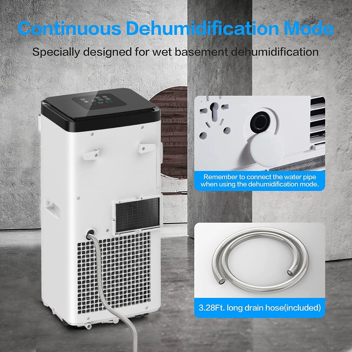 8,000 BTU Portable Air Conditioner with Remote and Window Kit, White N3376