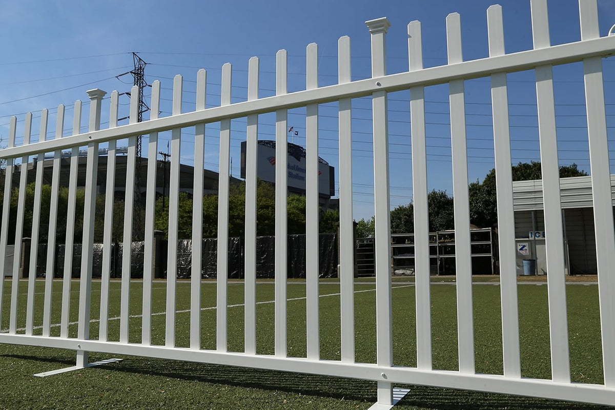 Lightweight Portable Vinyl Picket Fence Kit with Metal Base, White X8706