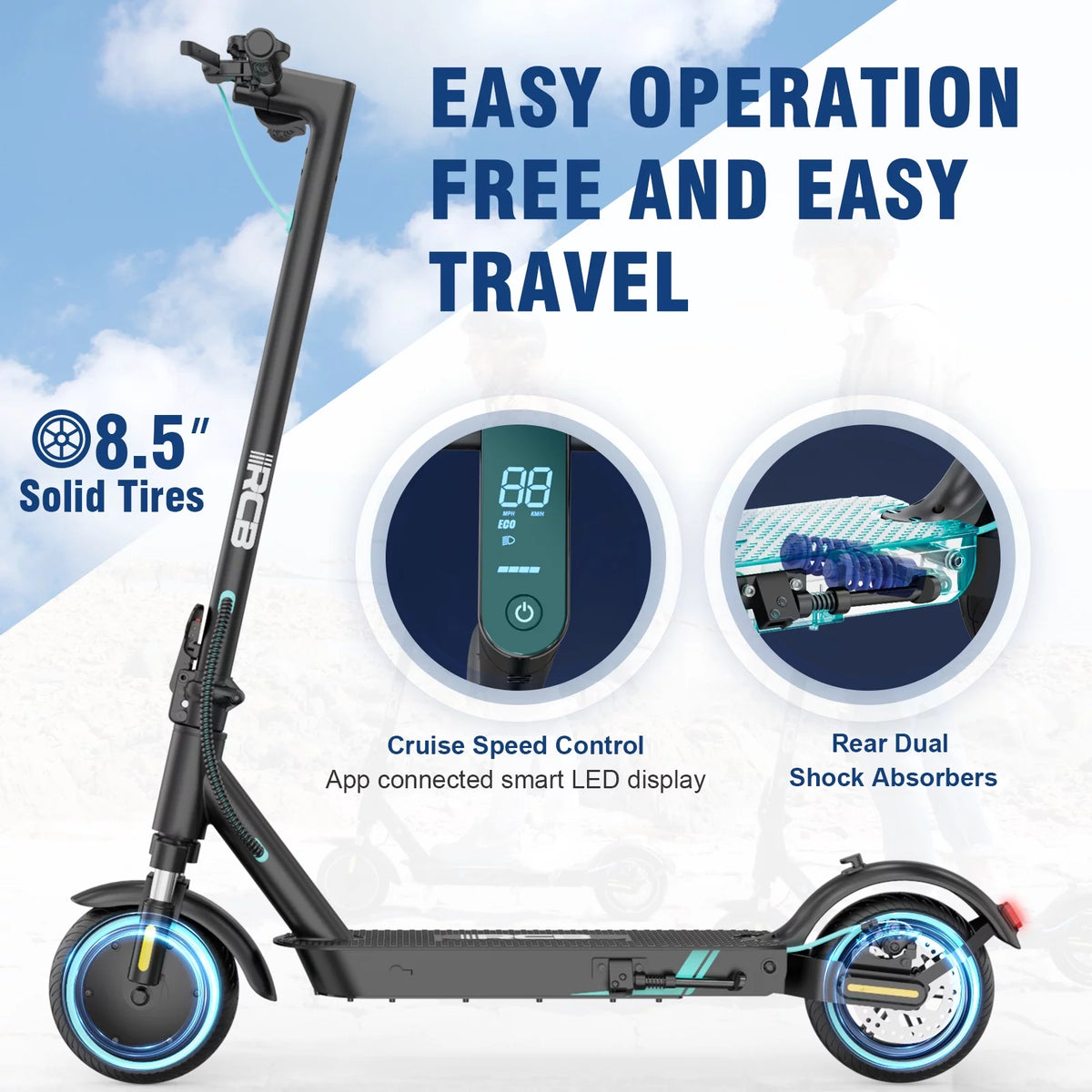 Electric Scooter with APP Control, 350W Motor, 19 mph N16615