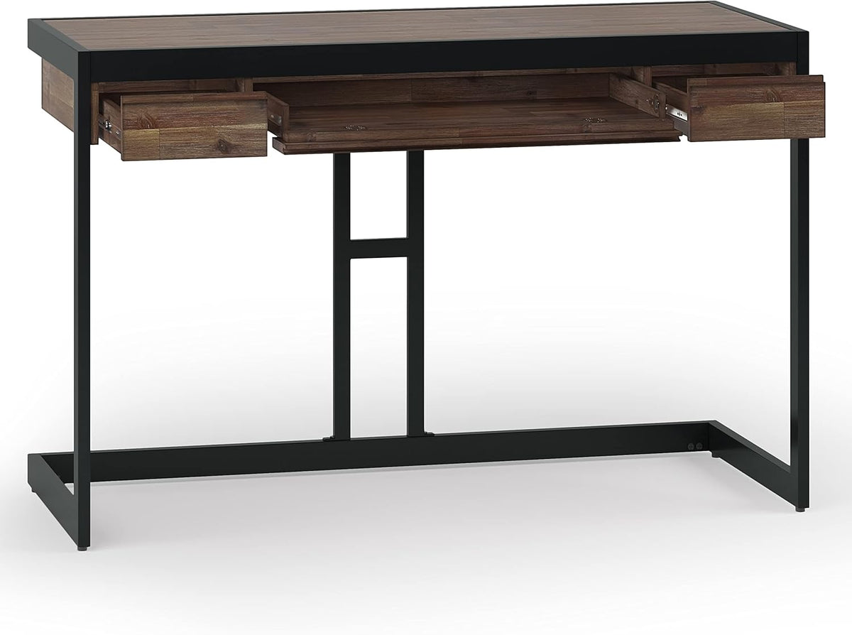 Solid Acacia Wood 48 Inch Wide Small Desk in Rustic Natural Aged Brown I10502