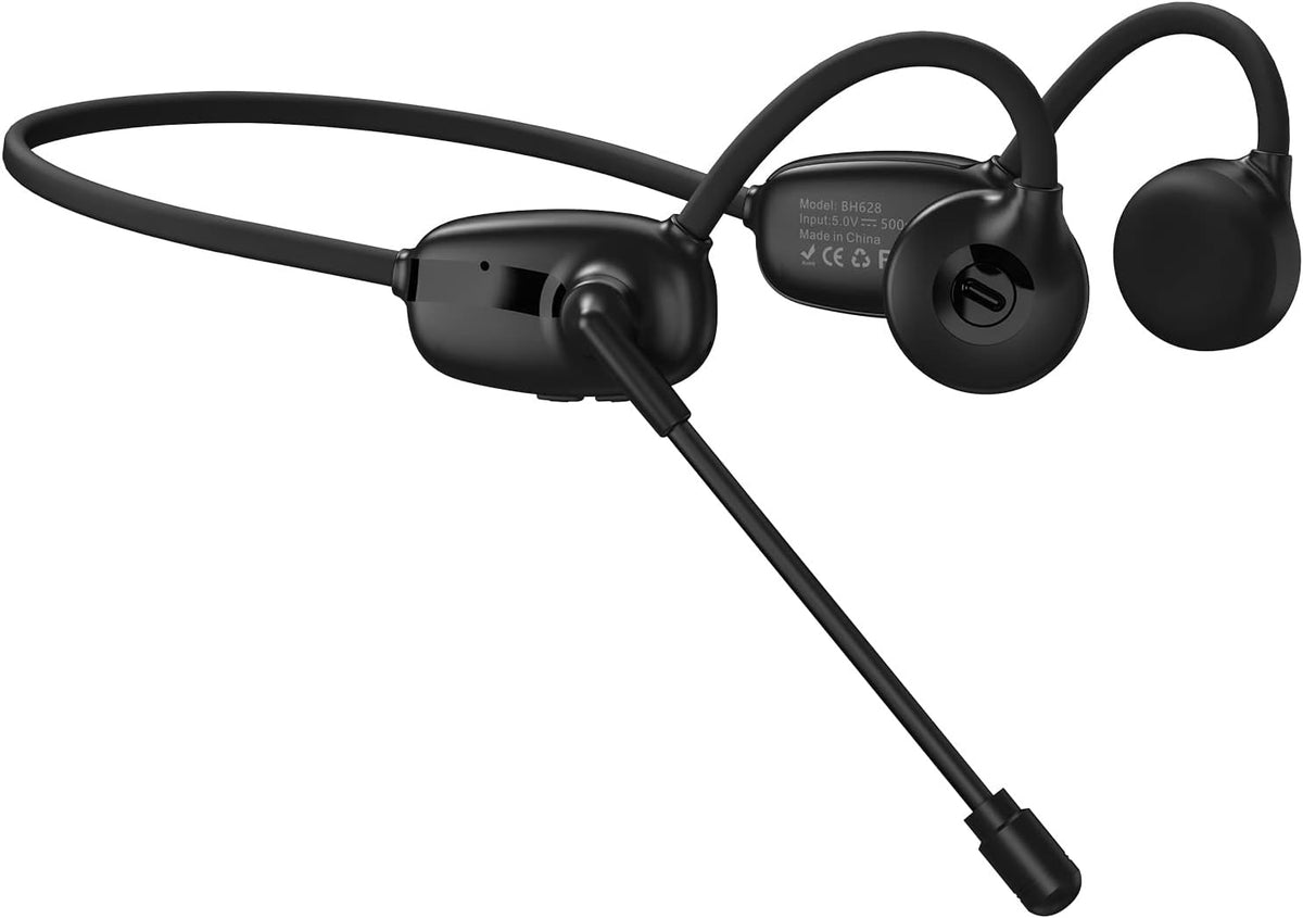 Black Bluetooth 5.3 Bone Conduction Headset with Microphone B6388