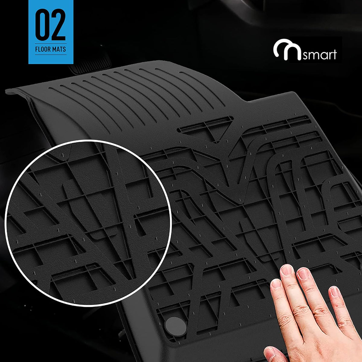 Black TPE All Weather Floor Mats Liners M490