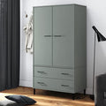 Gray Solid Wood Wardrobe with Metal Legs W924888