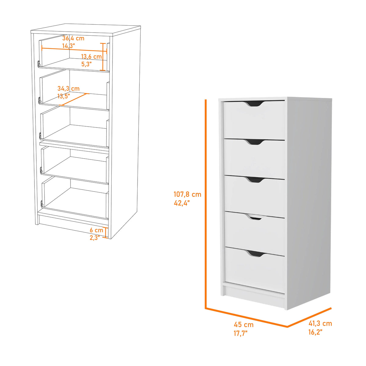 5 Narrow Drawer Dresser D694034