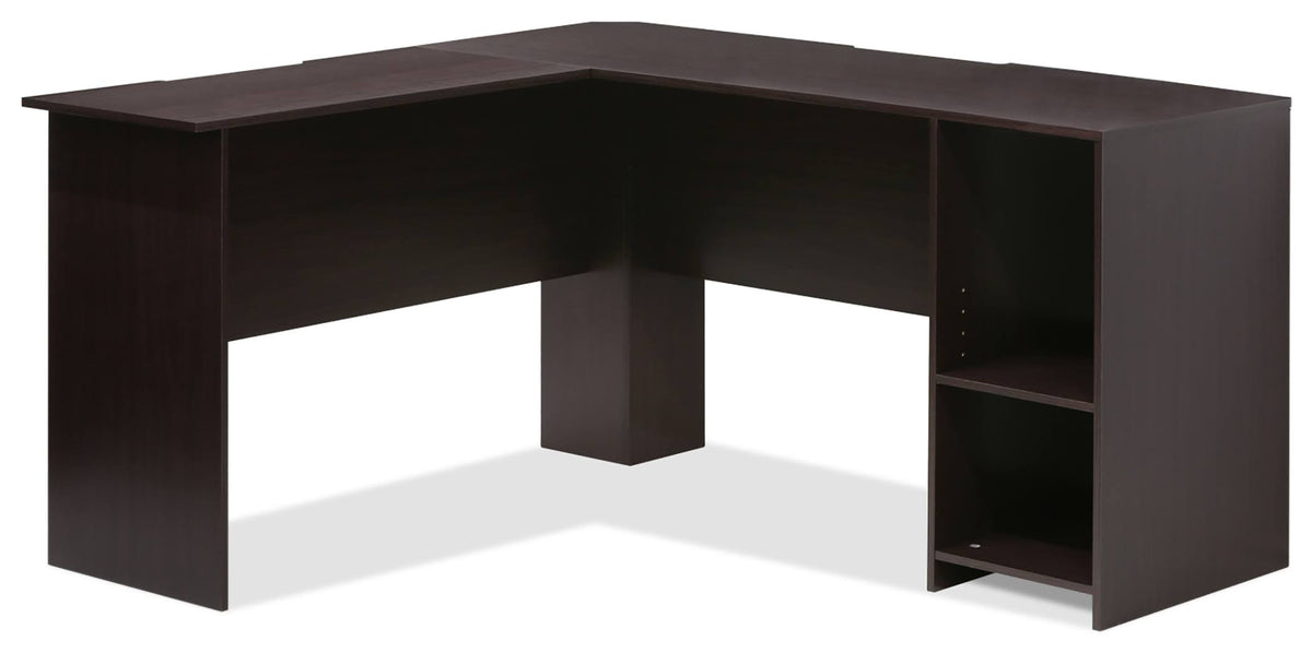 Espresso Corner Desk with Bookshelf X298540