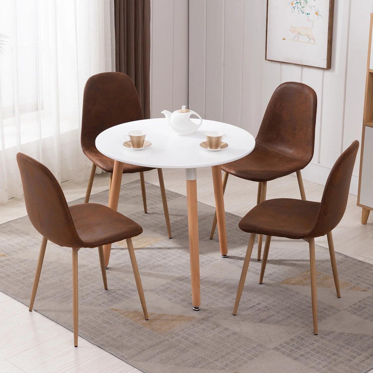 Set of 4 Faux Leather Dining Chairs with Metal Legs B87208