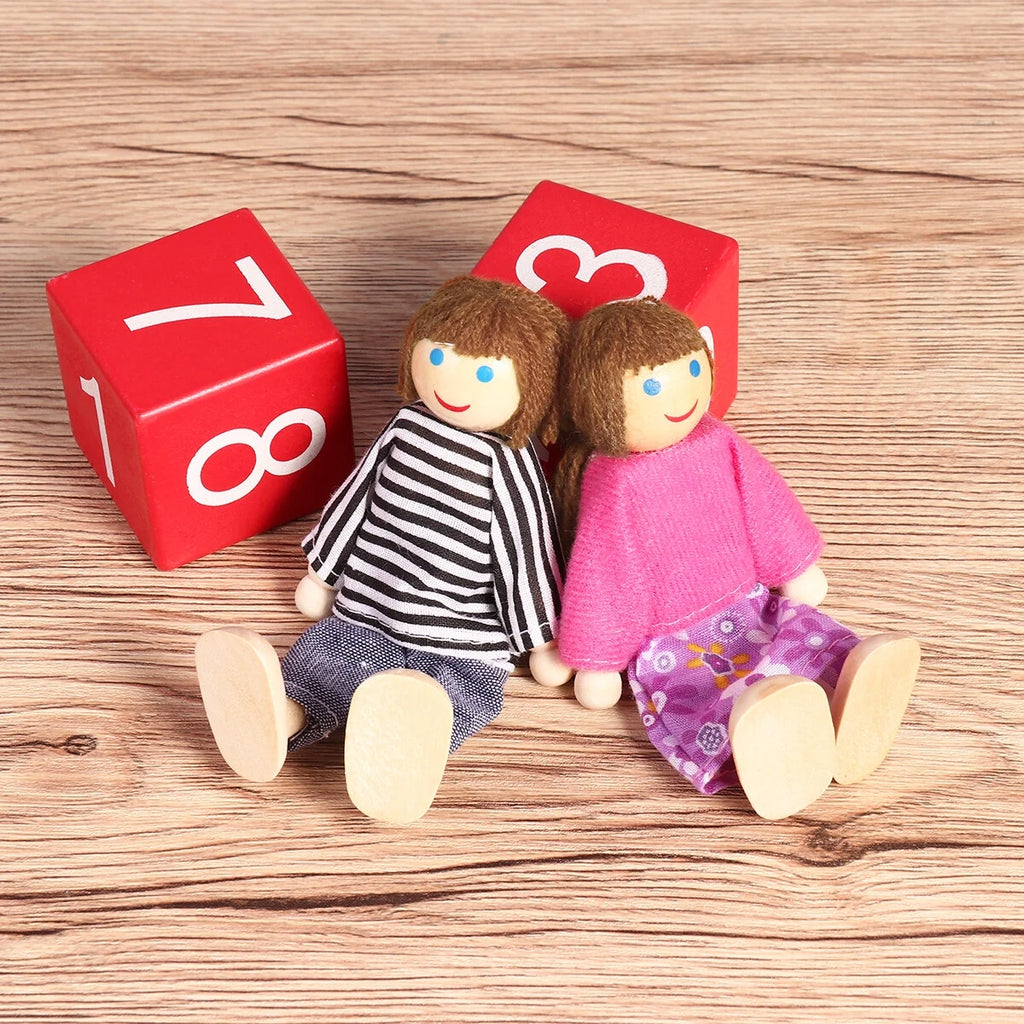 Set of 7 Wooden Dollhouse Figures V396363