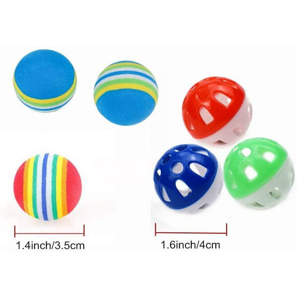 Foam Rainbow Play Balls and Jingle Bell Balls Cat Toys, 12 Pcs V26878