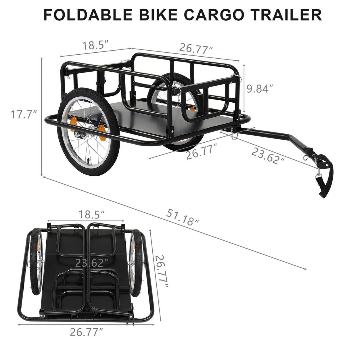 Foldable Bike Cargo Trailer with 16" Wheels C224