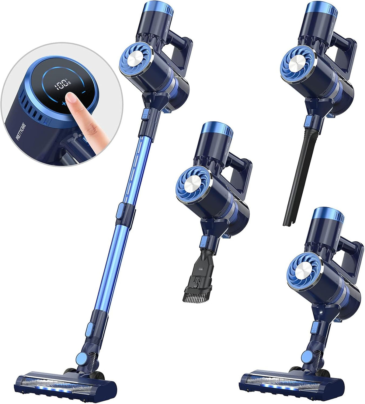 Cordless Stick Vacuum Cleaner with LED Touch Display, 20KPA, 2600mAh Detachable Battery, 4 in 1 Lightweight Rechargeable Handheld F777316
