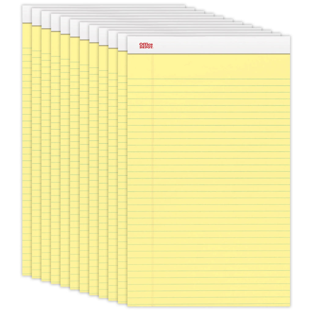 Perforated Writing Pads, 8 1/2in. x 14in., Legal Ruled, 50 Sheets, Canary, Pack Of 12 J237699