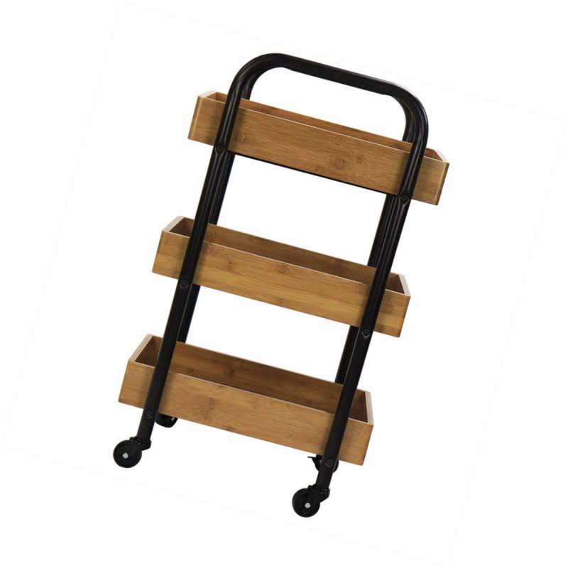 Portable Storage Cart with 3 Removable Bamboo Trays I6429