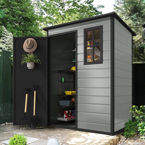 Blue-Gray 5x3 FT Resin Outdoor Storage Shed with Floor G33151