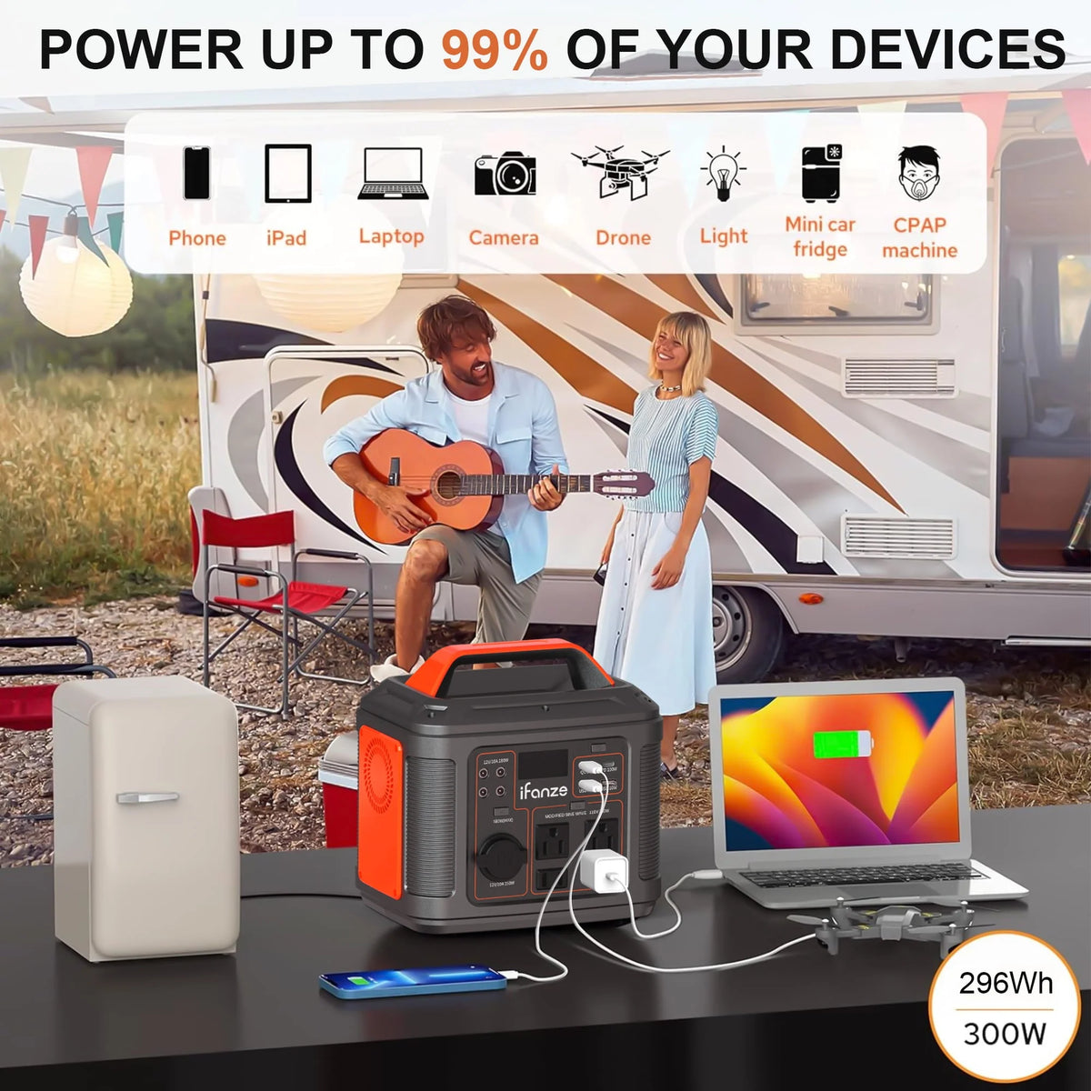 Portable Power Station 300W 296Wh 80000mAh Solar Generator K972333
