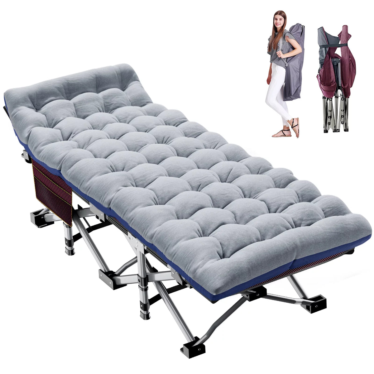 Portable Folding Bed with Mattress and Carry Bag Z87404
