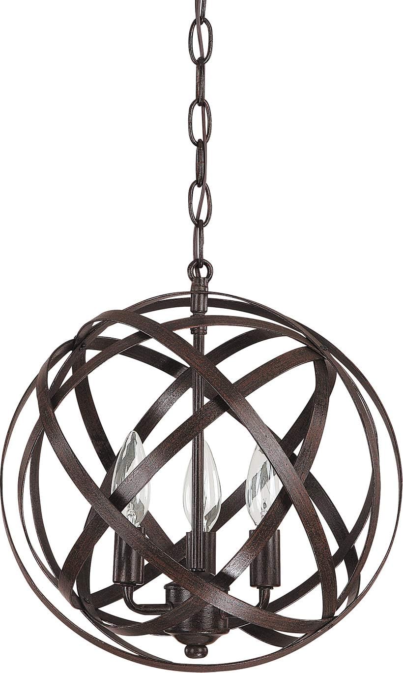 Axis Metal Ribbons Web Orb Pendant Lighting Fixture, 3-Light 180 Total Watts, 13H x 13W, Winter Gold U9769
