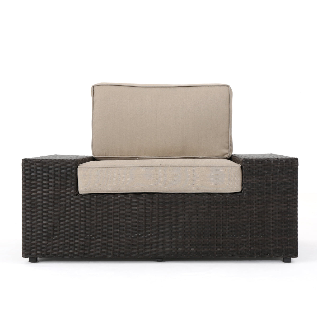10 Piece Wicker Sofa Set with Cushions, Dark Brown, Beige O81206