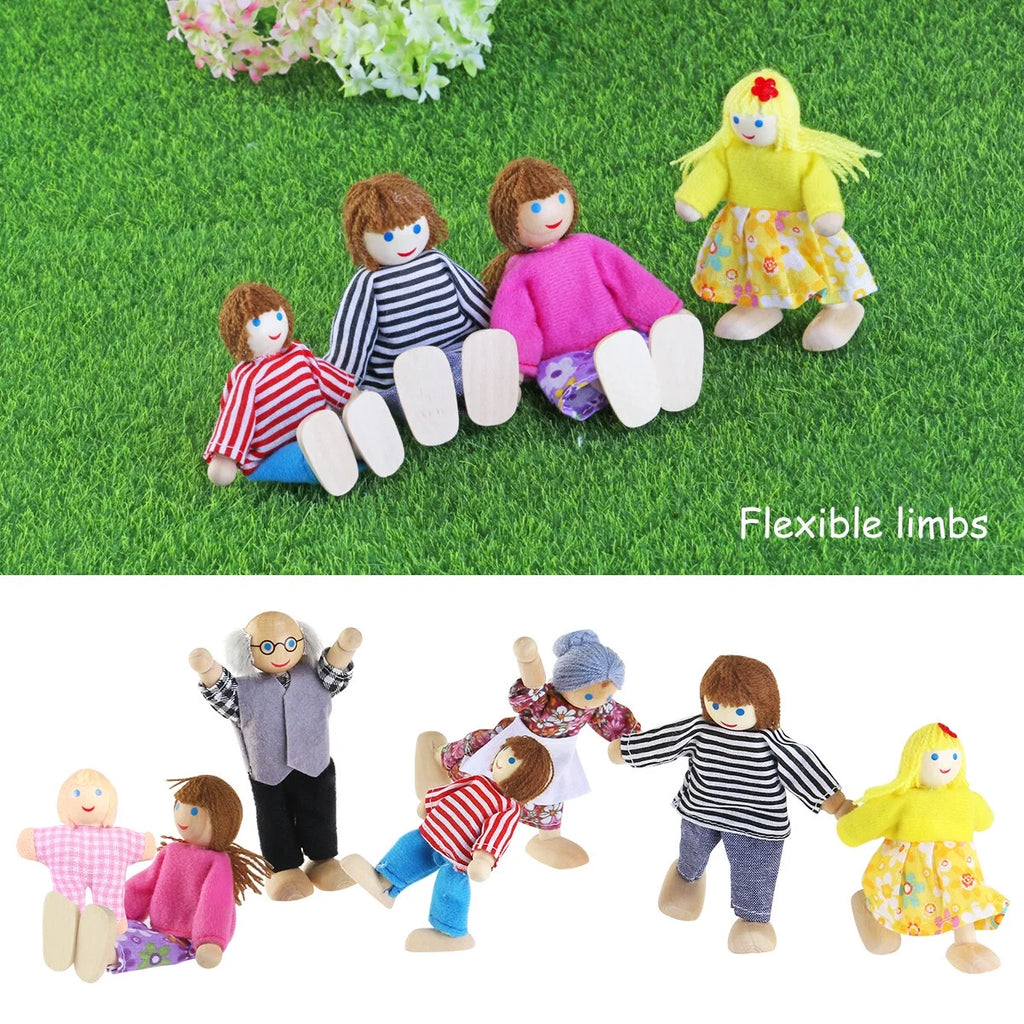 Set of 7 Wooden Dollhouse Figures V396363