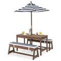 Wooden Kids Picnic Table & Bench Set with Umbrella I44634