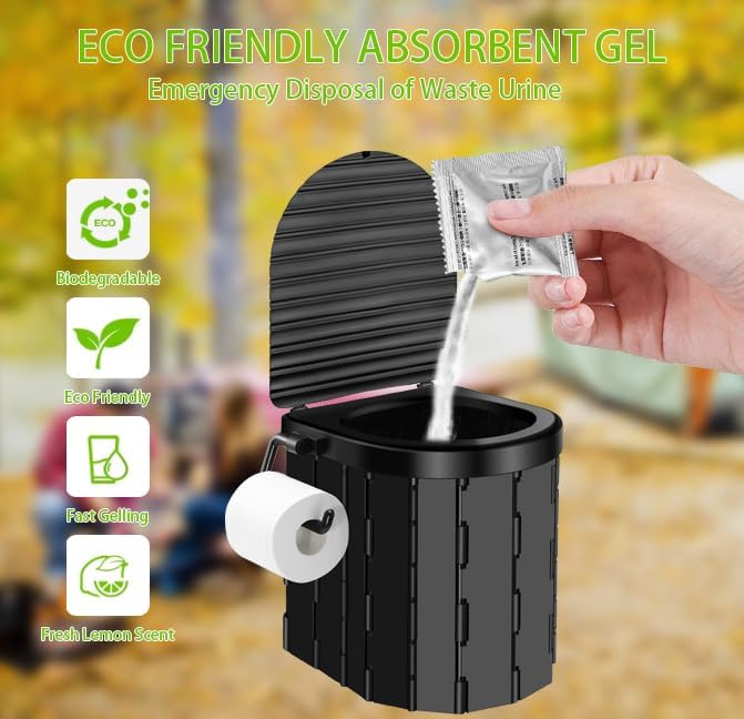 Portable Camping Toilet with Pop-Up Privacy Tent and Toilet Bags Z365
