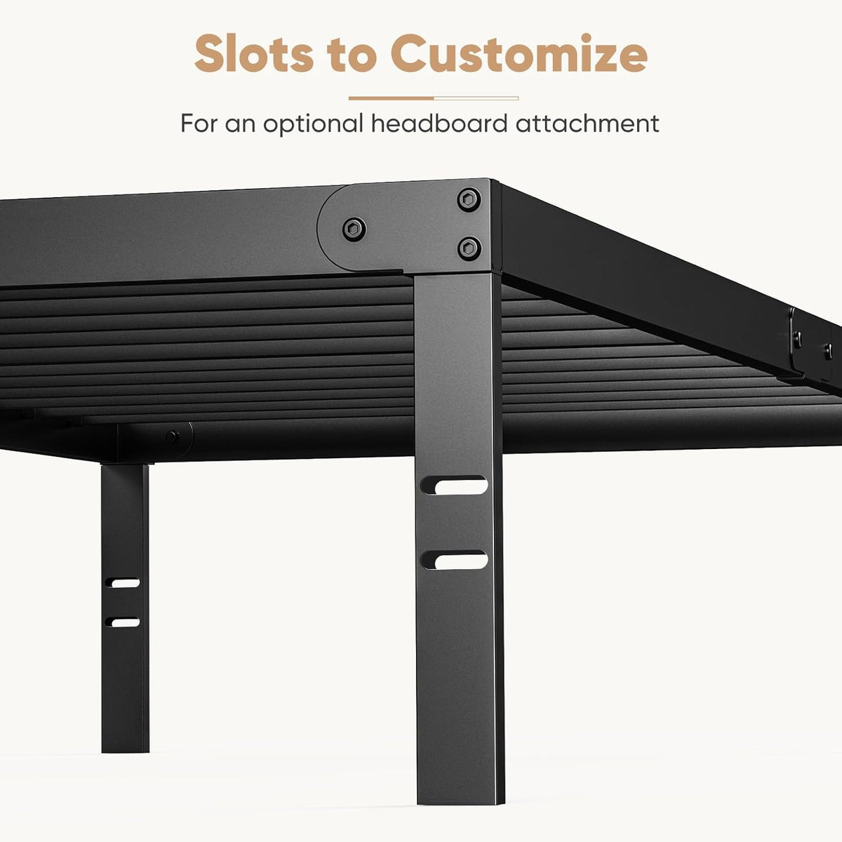 Twin Size Metal Platform Bed Frame with Steel Slat Support, Black G654