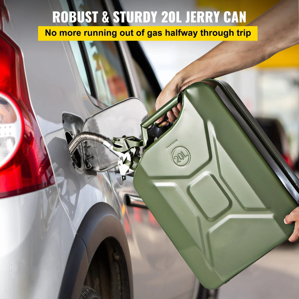 5.3 Gallon Portable Steel Fuel Can with Flexible Spout, 2pcs Green X5603