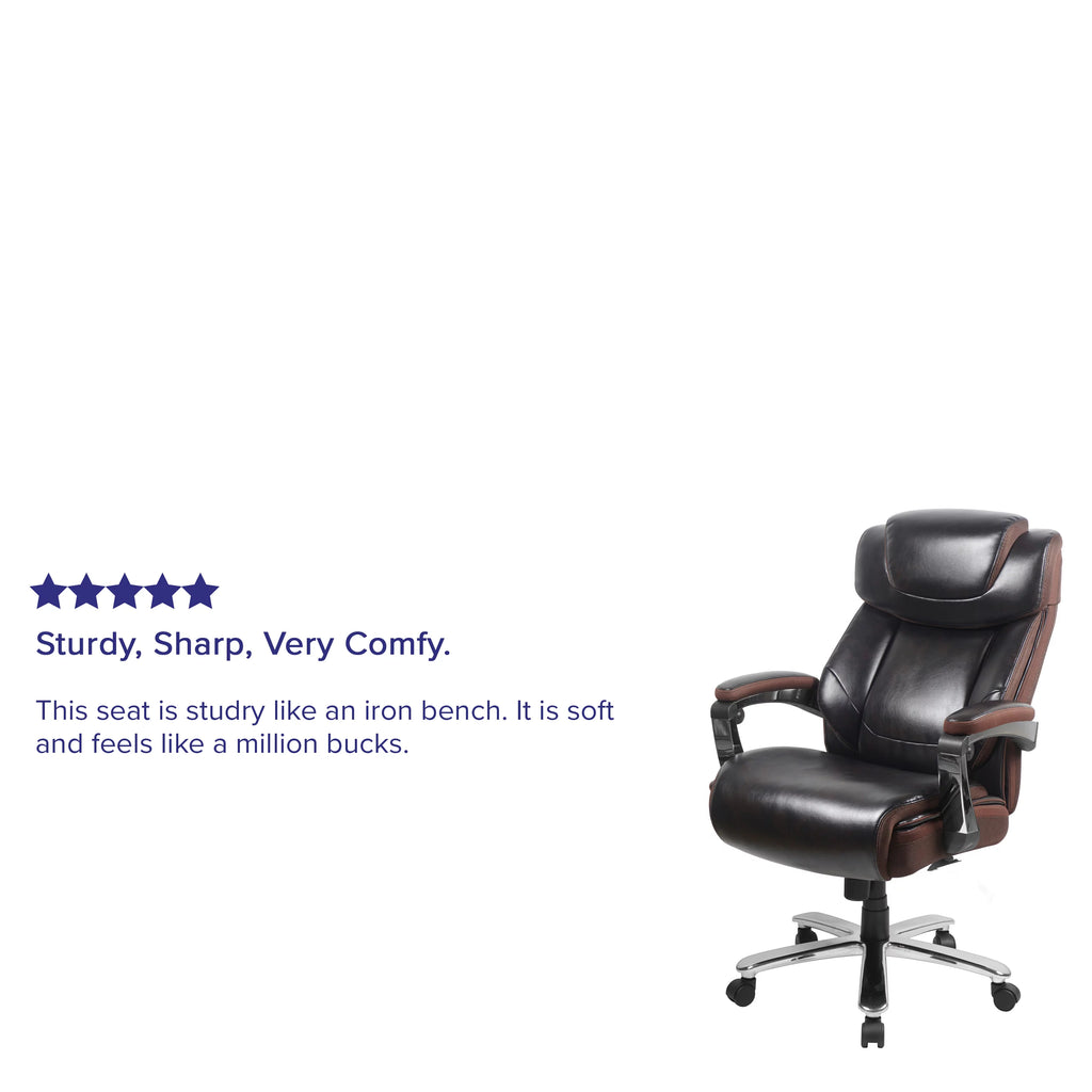 Brown LeatherSoft Ergonomic Office Chair with Headrest A672