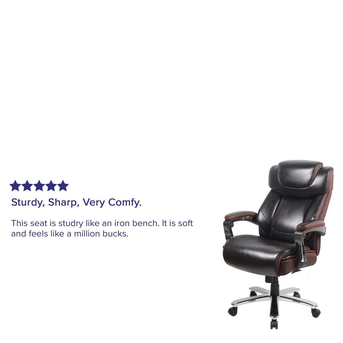 Brown LeatherSoft Ergonomic Office Chair with Headrest A672