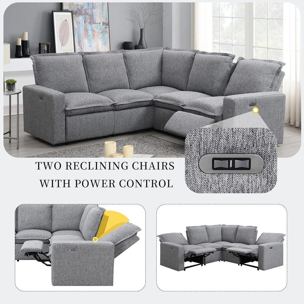 Modular Sectional Sofa with Power Recliner and USB Port K655