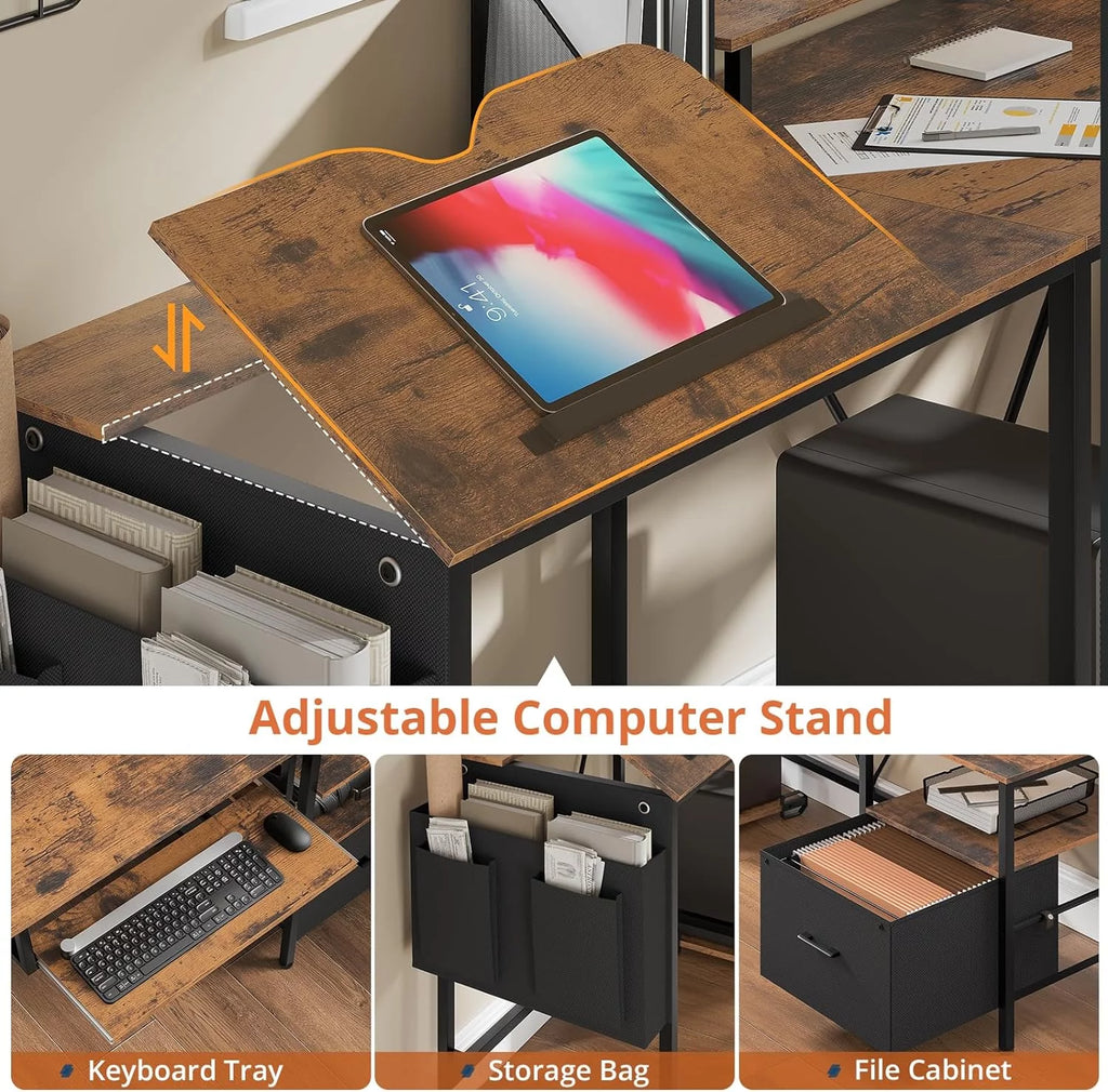 Reversible Corner Office Desk with Storage V63309