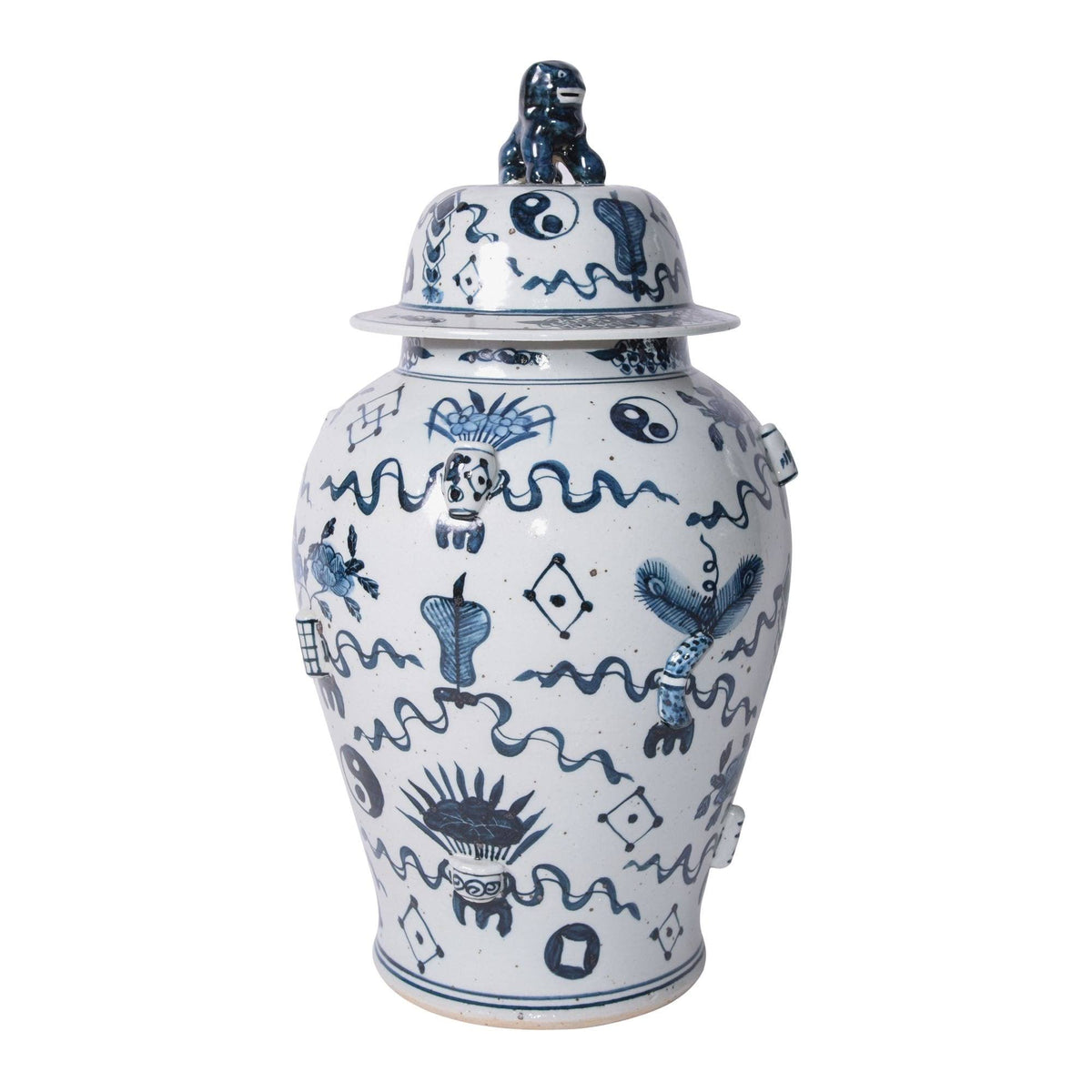 Blue & White Antique Symbol Temple Decorative Jar Y194