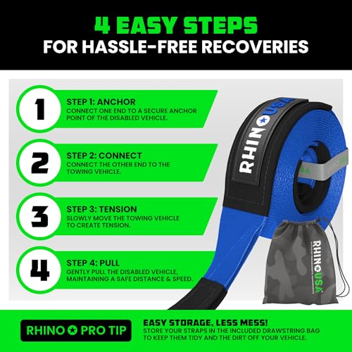 3" x 20' Heavy Duty Recovery Tow Strap W9783