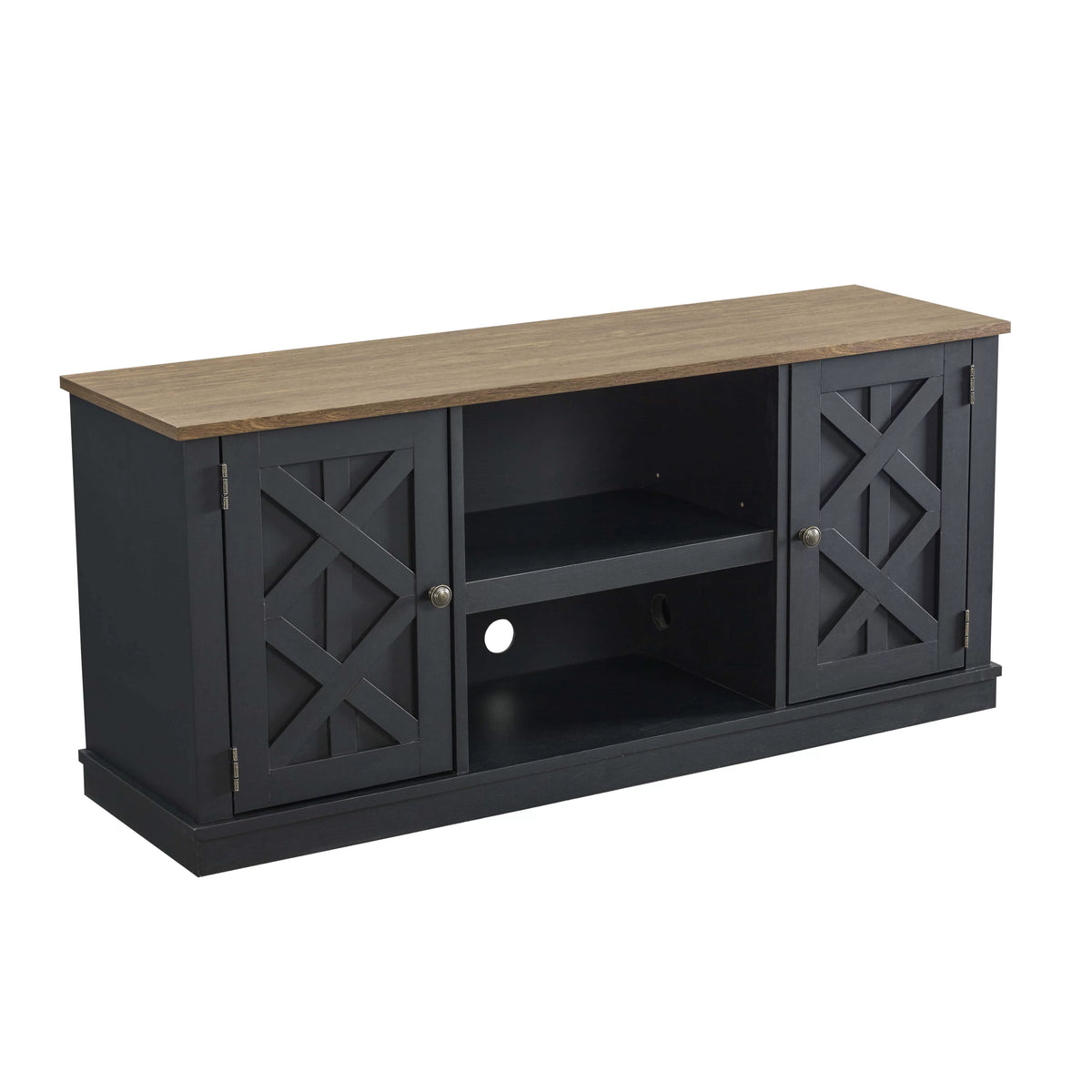 Charcoal TV Stand Console Entertainment Center J8848