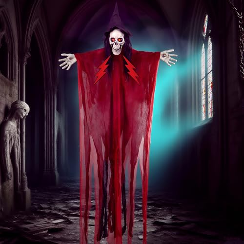 6.5ft Animated Skeleton Witch with Moving Mouth & Arms and Glowing LED Eyes X792