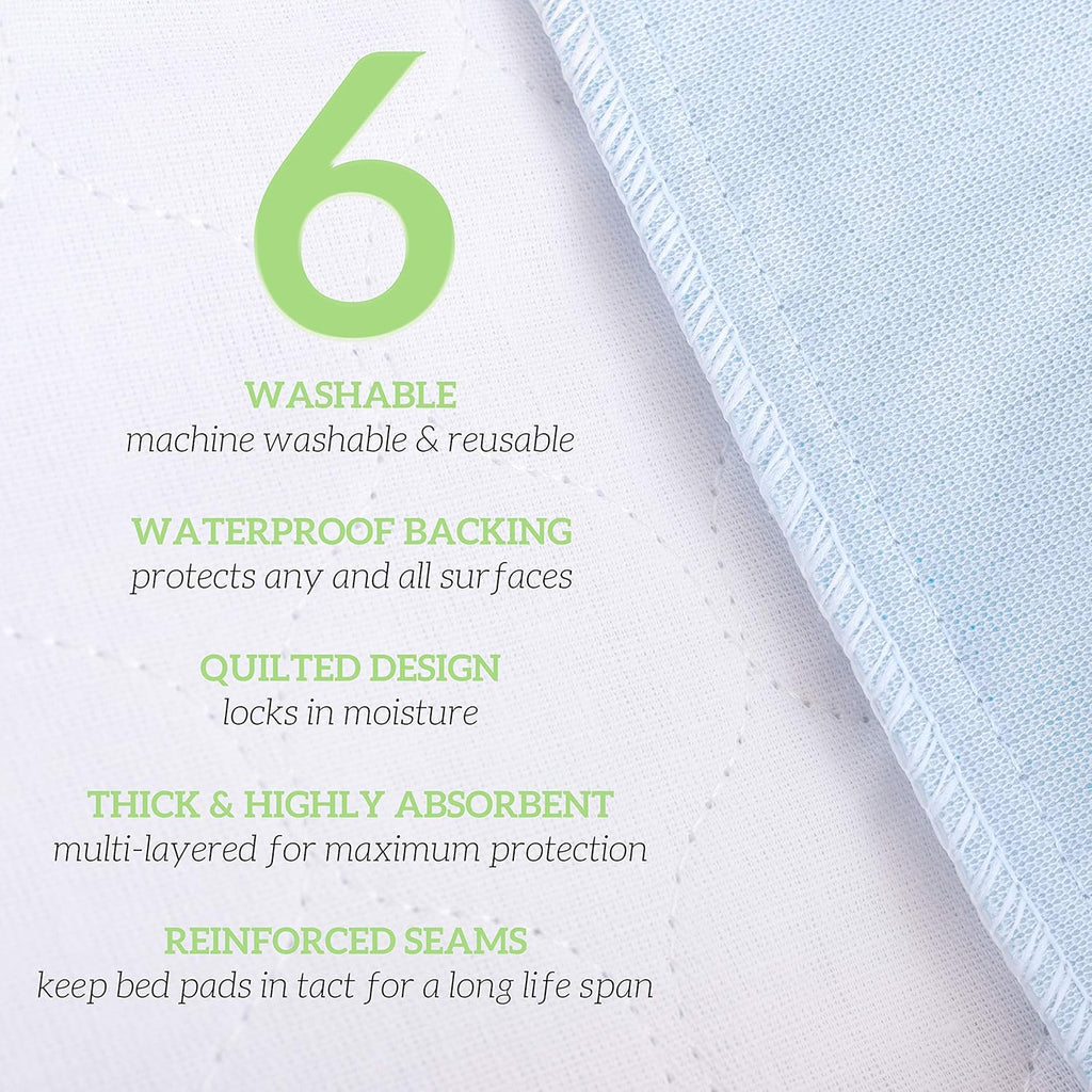Washable Large Bed Pads, Pack of 6, 34 x 36 I23130