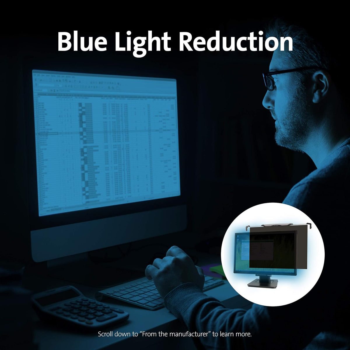 Black Privacy Screen for 20-Inch to 22-Inch Widescreen 16:10 Monitors Q181