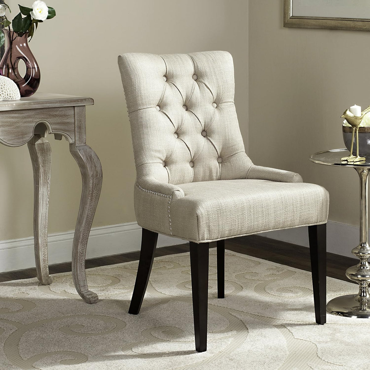 Putty Grey Button-Tufted Side Chair Z75703