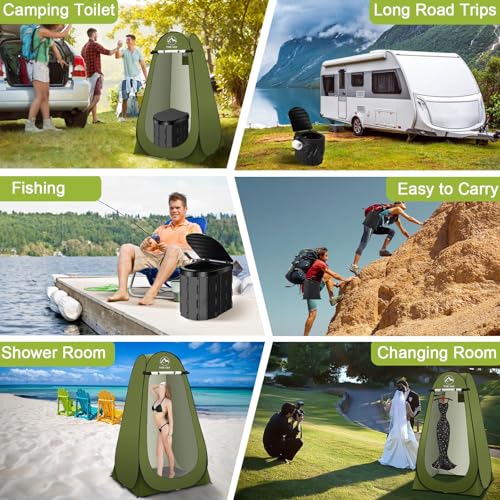 Portable Camping Toilet with Pop-Up Privacy Tent and Toilet Bags Z365