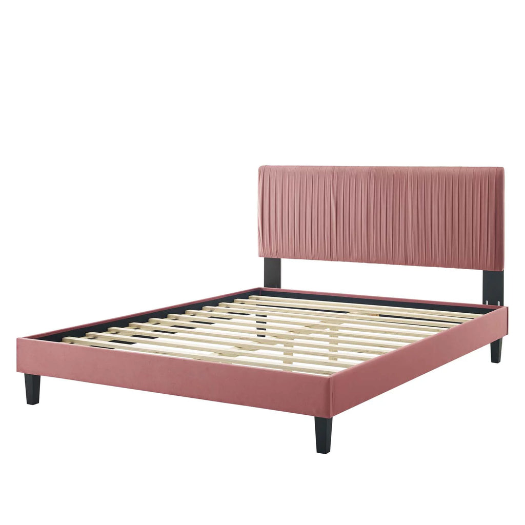Queen Size Velvet Platform Bed Frame Q904