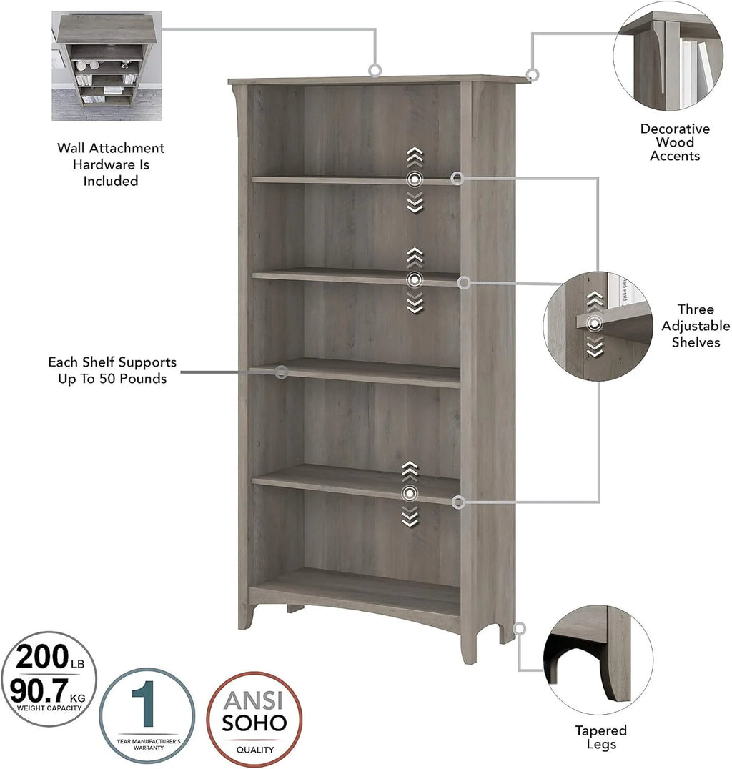 5-Shelf 63-Inch Bookcase Z5708