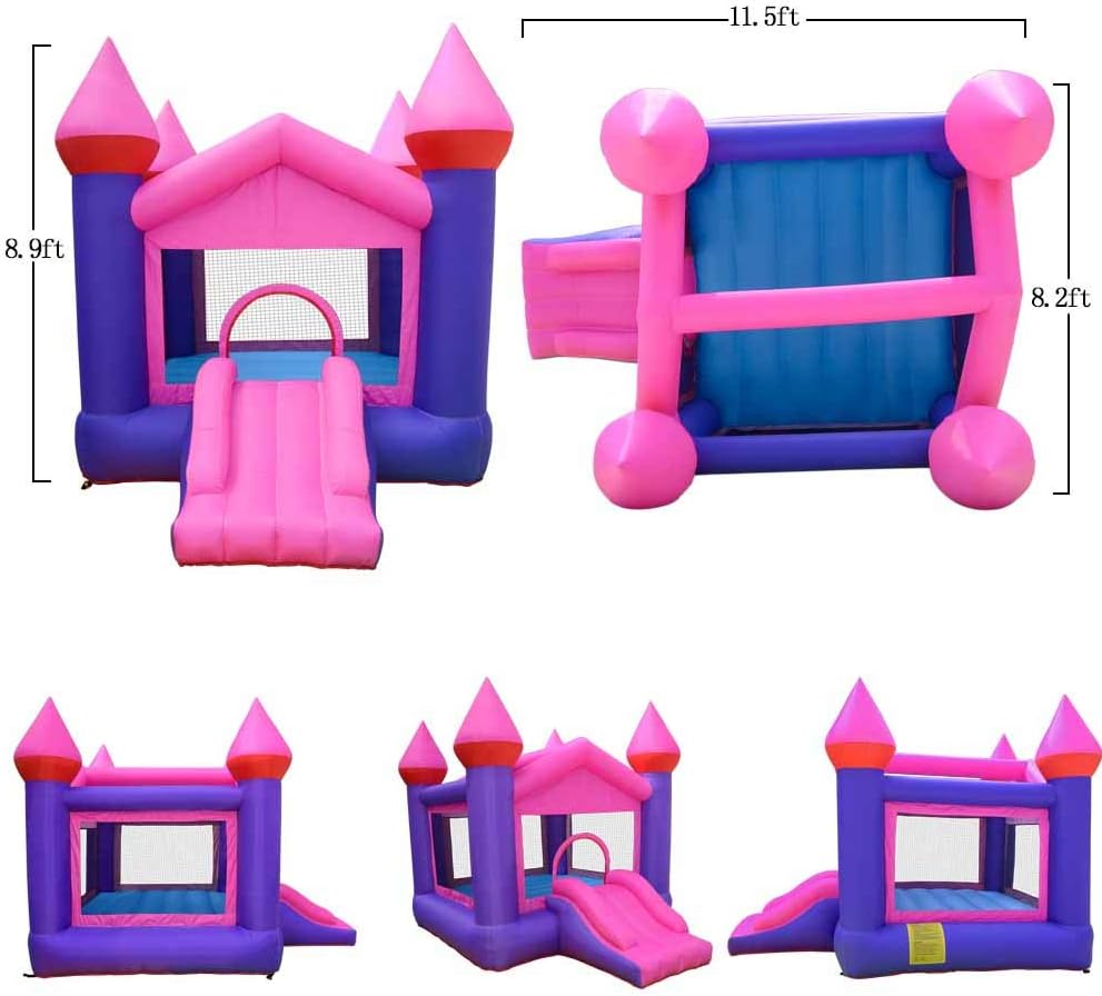 Inflatable Pink Bouncy Castle House with Air Blower Q555526