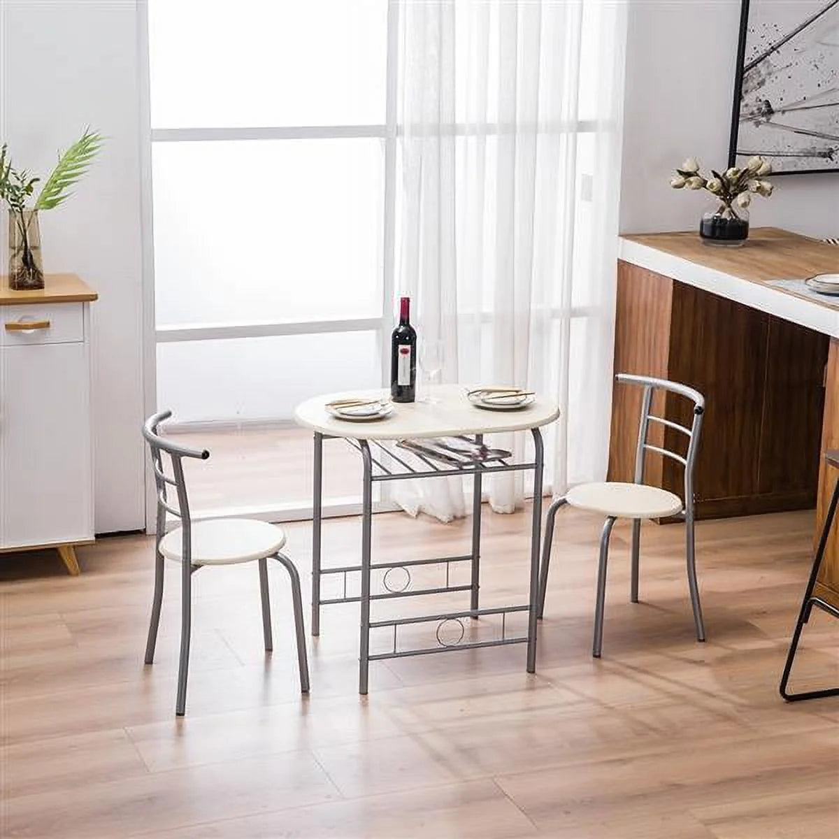 3 Piece Wooden Dining Table Set W795119